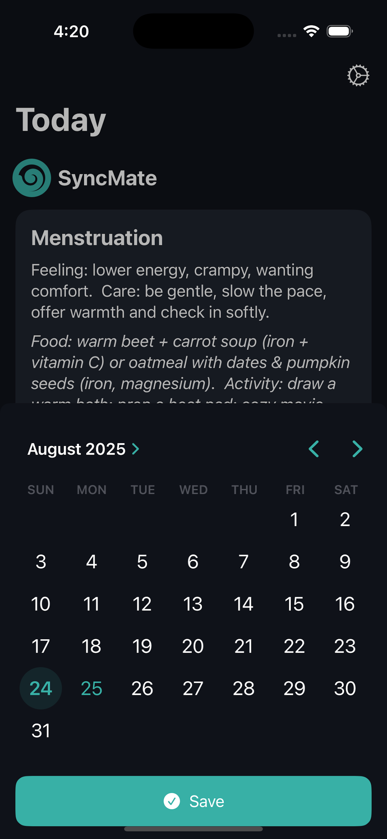 SyncMate onboarding flow — partner-focused setup with privacy-first data handling